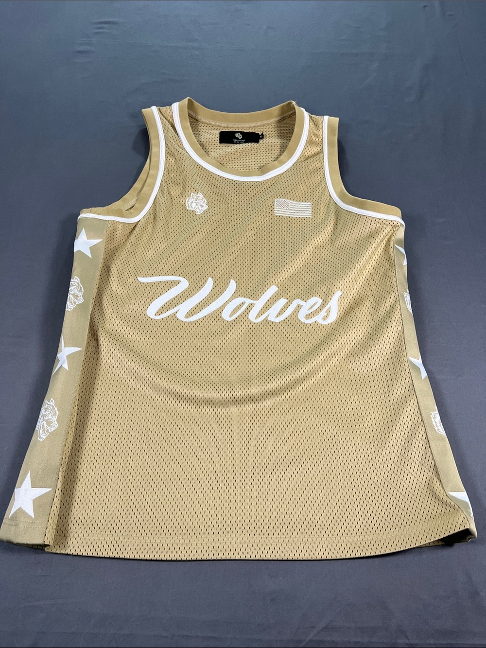Darc Sport Gold Sleeveless 'Wolves' Mesh Jersey with White Trim